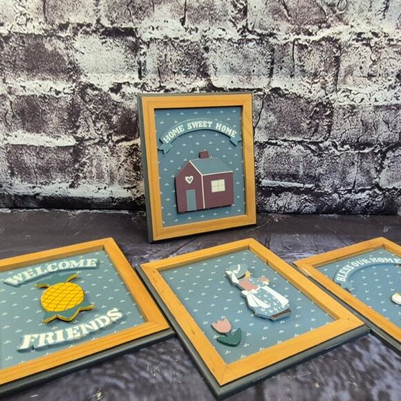 Vintage Habersnam Country Sign Collection Wood Framed Made in Taiwan - Picture 3 of 10